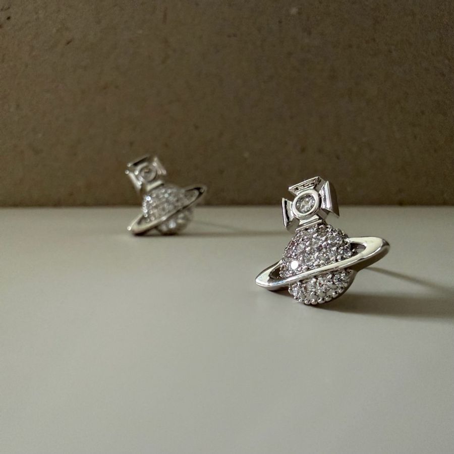 Vivienne Westwood 🪐碎鑽立體小土星Tamia Orb Earrings-4