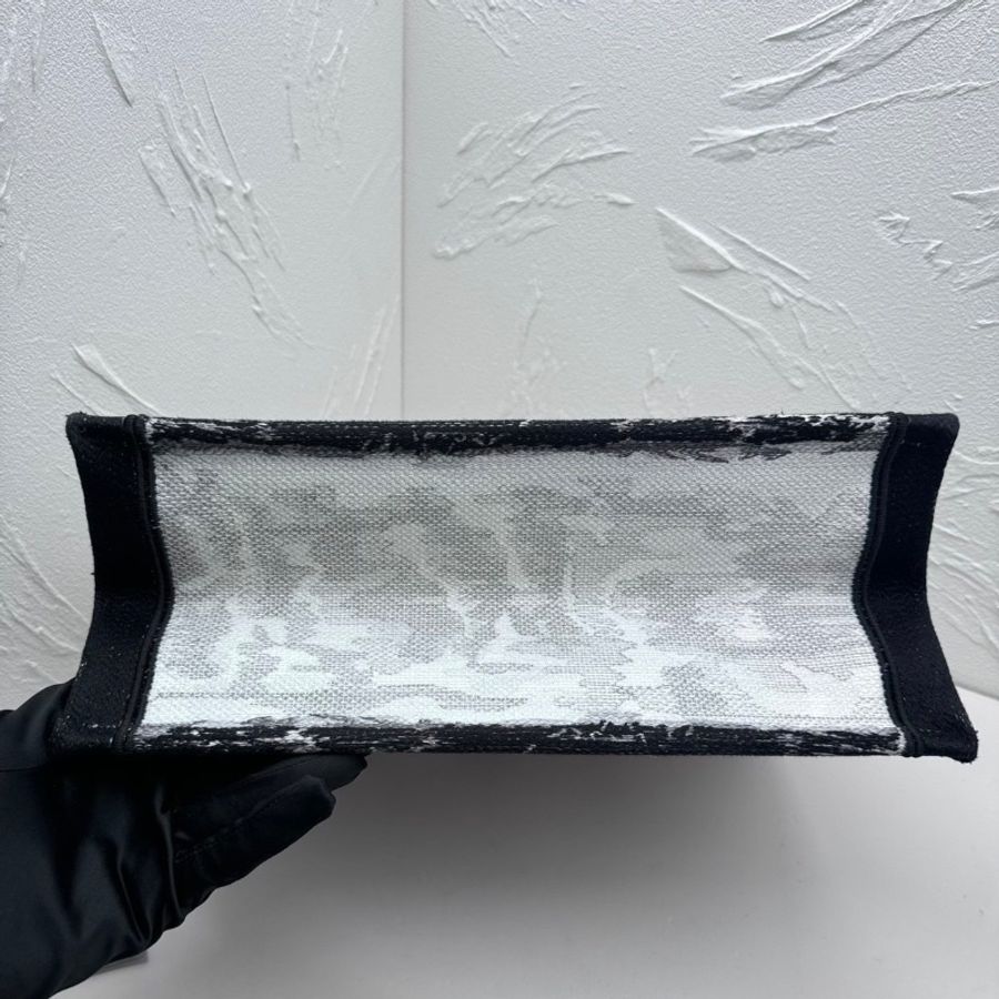 Dior booktote中號 巴黎鐵塔刺繡黑白色托特包手提包36*28*14cm 98新保卡 塵袋-5