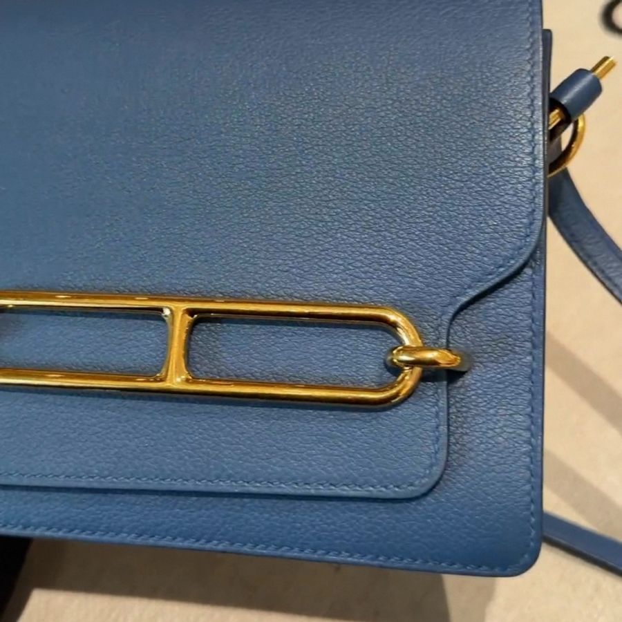 🌈Hermes💙Mini Roulis 19💙R2瑪瑙藍金扣🌈全套有單🌈98新🌈全套有單🌟Evercolor皮🌟miniroulis🌟roulismini🌟roulis🌟豬鼻子🌟愛馬仕🌟-1