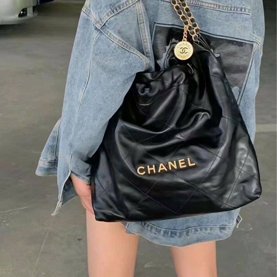 #全新全配🈶購證 #賠售割愛有緣人💕 Chanel 22bag黑金垃圾袋小號 芯片款-3
