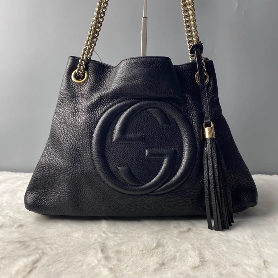 #超便宜💰 #荔枝皮 GUCCI SOHO流蘇包 黑淡金扣超質感✨🉑單肩🉑斜挎-8