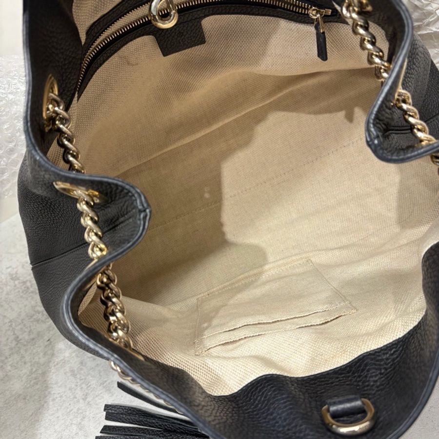 #超便宜💰 #荔枝皮 GUCCI SOHO流蘇包 黑淡金扣超質感✨🉑單肩🉑斜挎-16