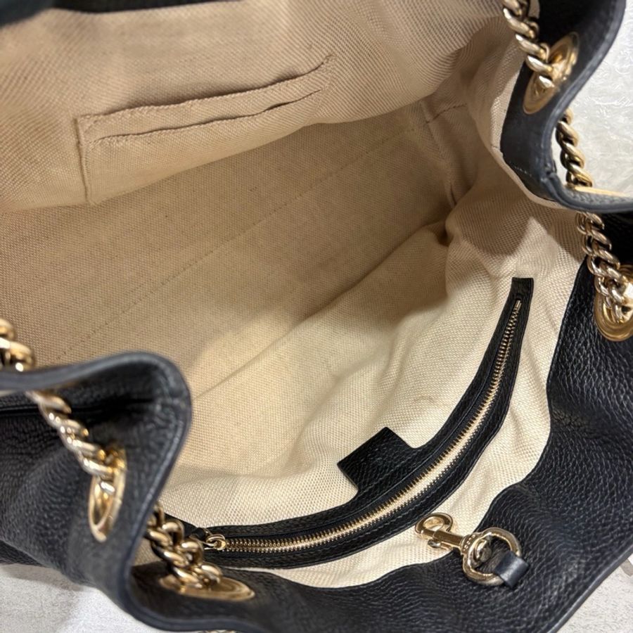 #超便宜💰 #荔枝皮 GUCCI SOHO流蘇包 黑淡金扣超質感✨🉑單肩🉑斜挎-17