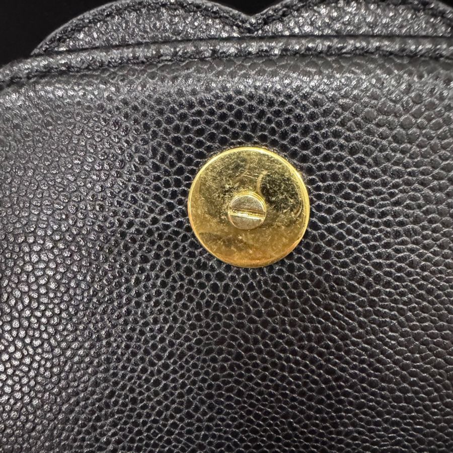 Chanel 23P 黑色荔枝牛皮大LOGO馬鞍包 AS3867-23