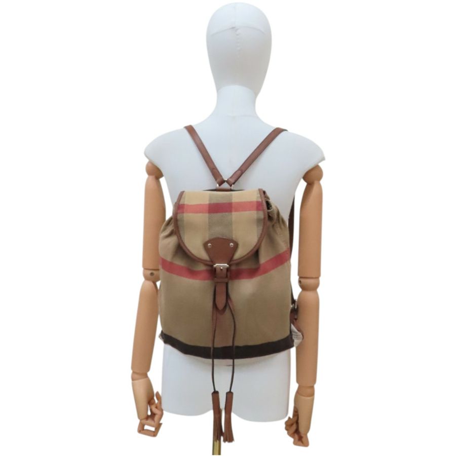 格紋 帆布 後背包【BURBERRY 巴寶莉】 4012432-9