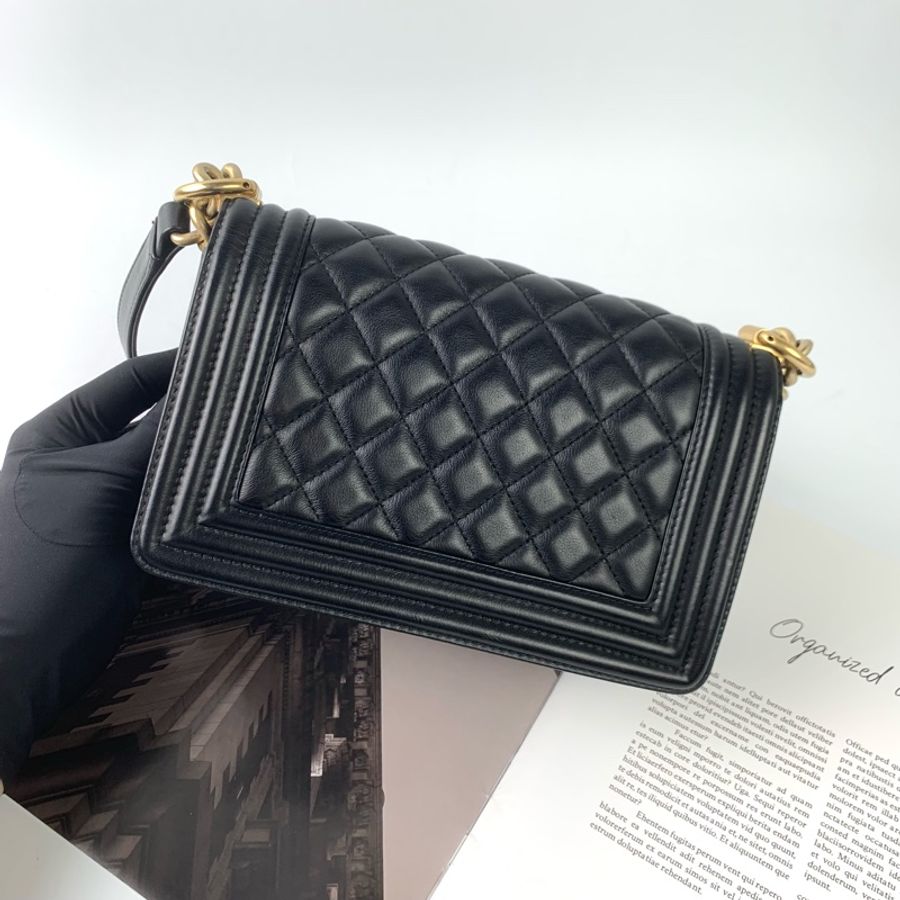 Chanel boy20牛皮黑金 🈶盒子/防塵袋/保卡-3