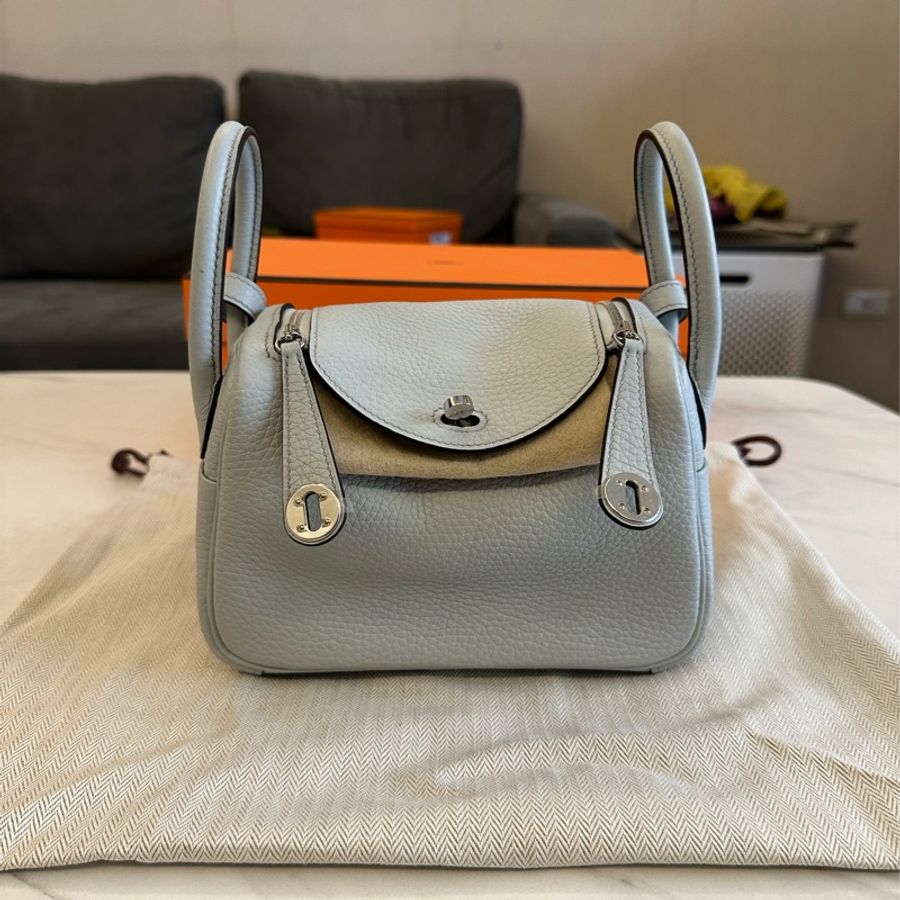 Hermes mini lindy II 聖杯藍 銀扣-0
