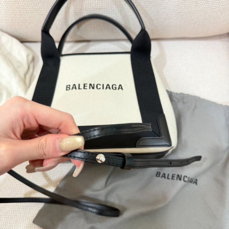 BALENCIAGA Navy Cabas 帆布手提包 98新配件塵袋吊牌子包 購證 台灣購證-2
