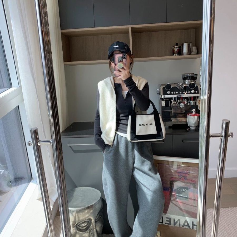 BALENCIAGA Navy Cabas 帆布手提包 98新配件塵袋吊牌子包 購證 台灣購證-1