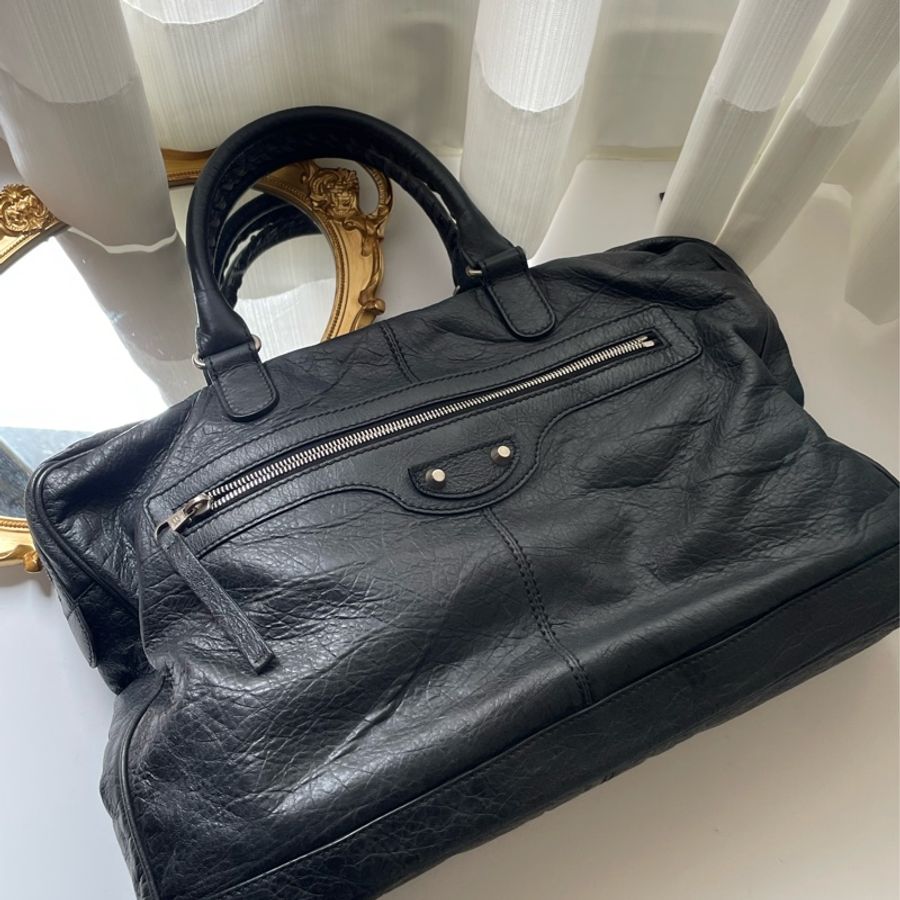 ▪️富貴選物FUGUEI▪️Balenciaga 黑銀機車包手提公事包-0