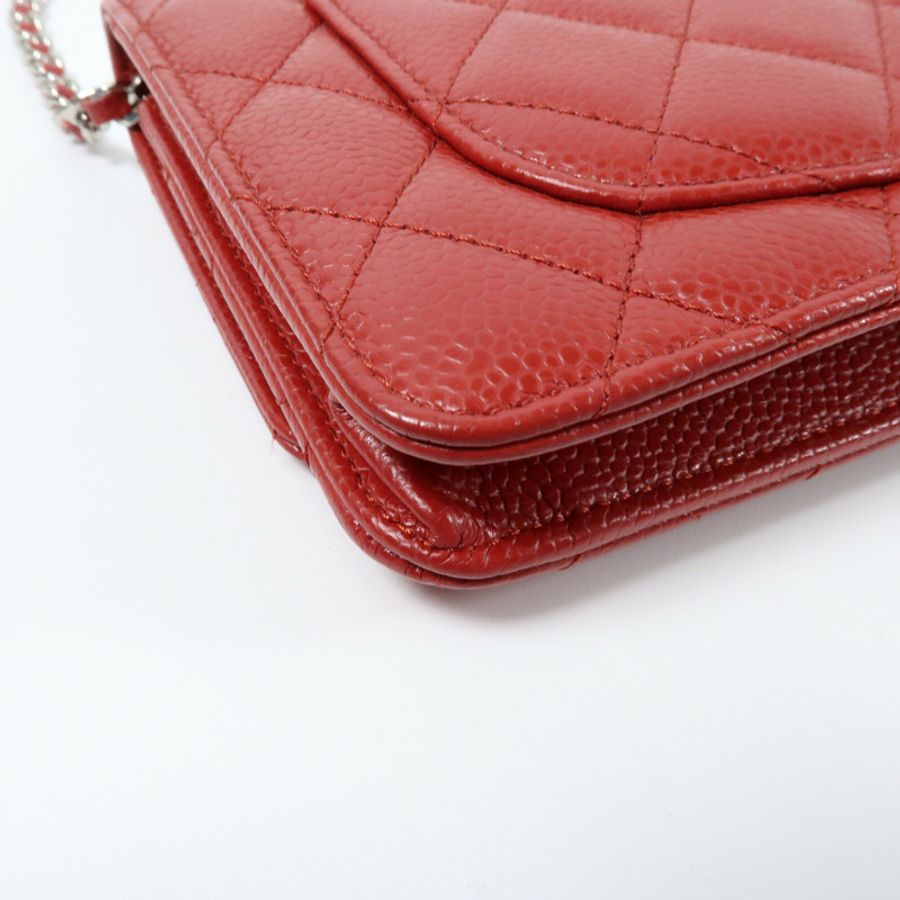 CHANEL 牛皮皮革WOC Wallet On Chain銀扣肩背袋-8