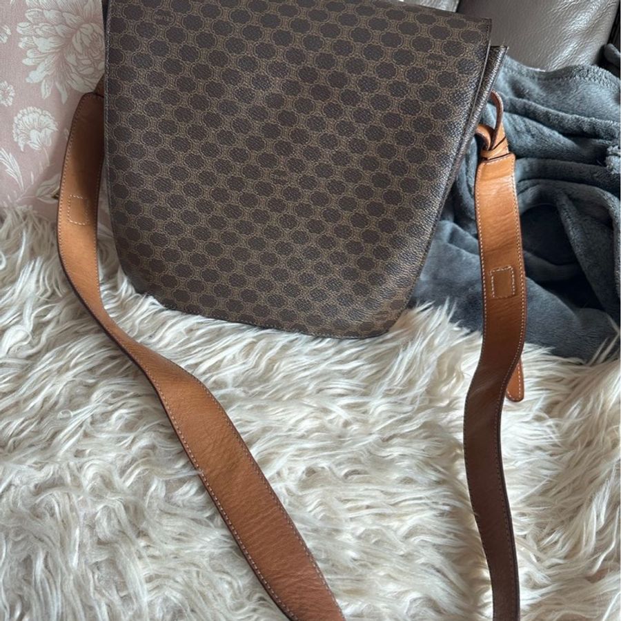 思琳 賽琳 斜背包 中古包 復古包 celine 老花 金環 薯條包 凱旋門 中古包 側背包 斜背包 斜挎包 vintage bag 水桶包-5