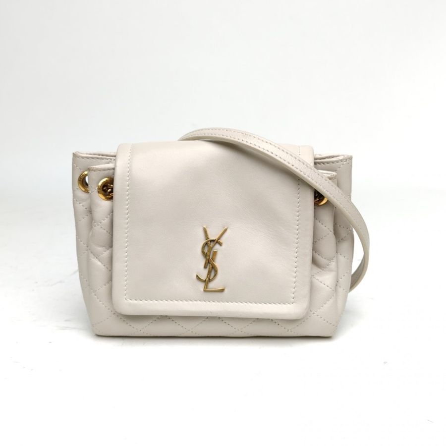 SAINT LAURENT NolitaMini白色羊皮金扣-0