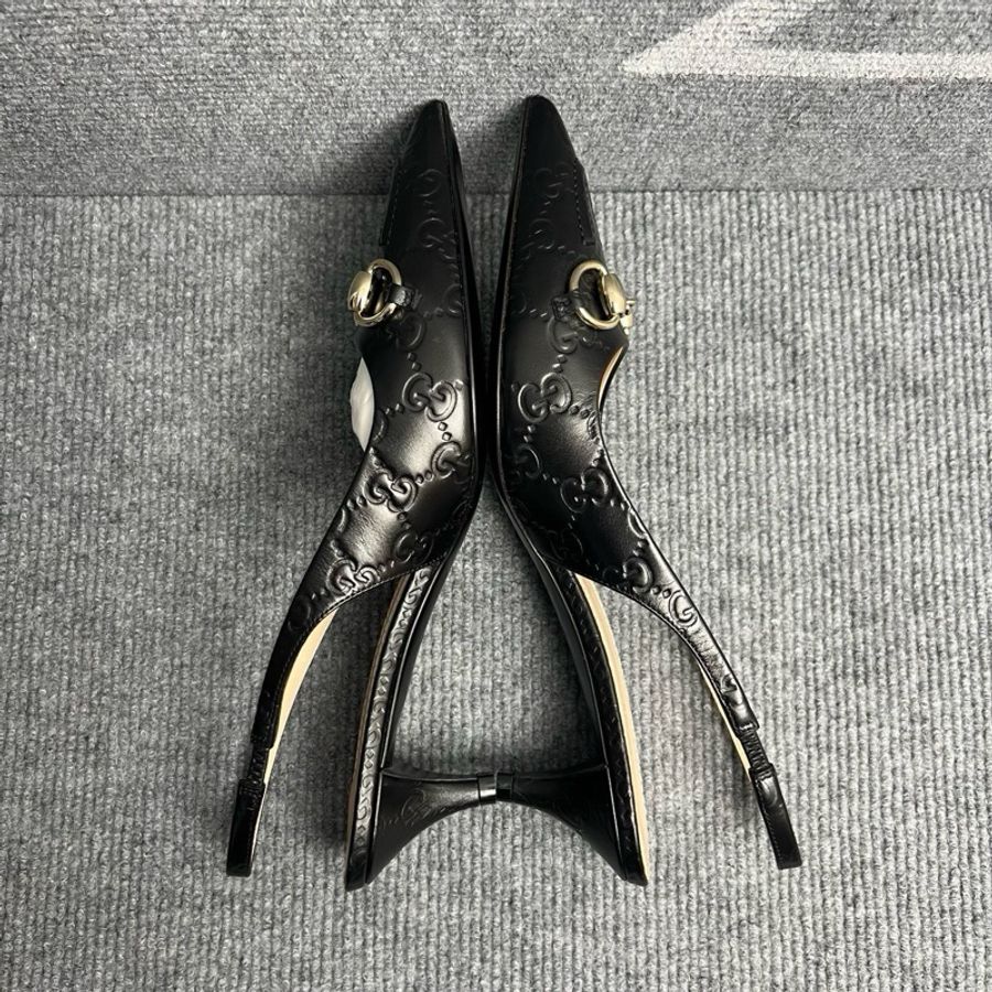 未使用品 Gucci古馳 GG logo黑色皮面馬銜扣涼鞋 37.5碼-10
