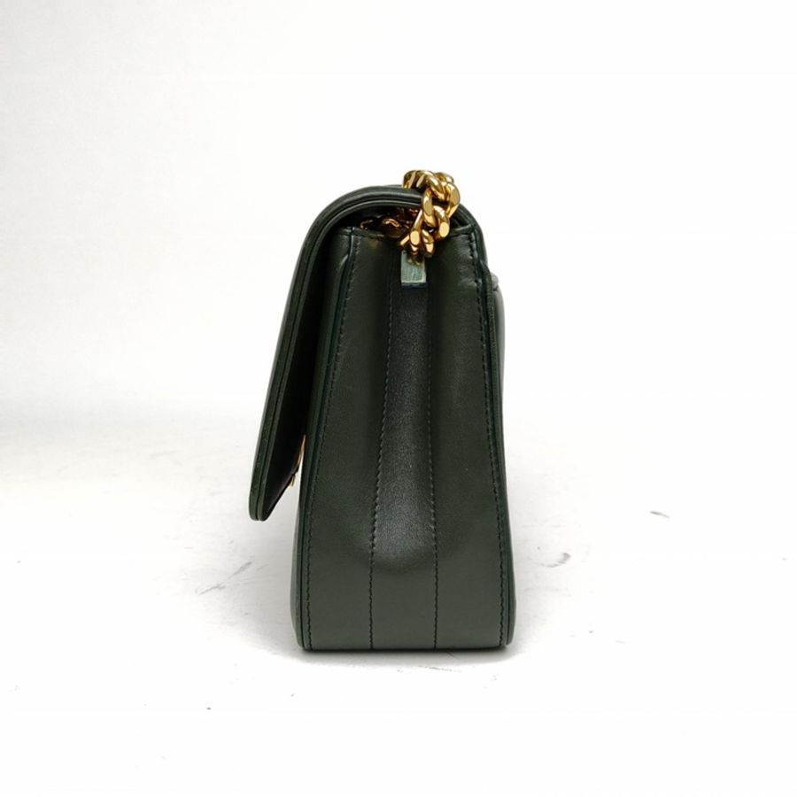 SAINT LAURENT Vicky中號綠色羊皮金扣-1