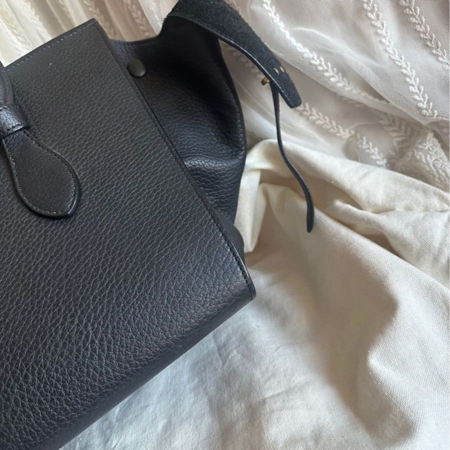思琳 賽琳 笑臉包 黑色 皮革 手提包 手拿包 肩背包 celine tie bag black 黑色皮革 phoebe philo 蝙蝠包-6