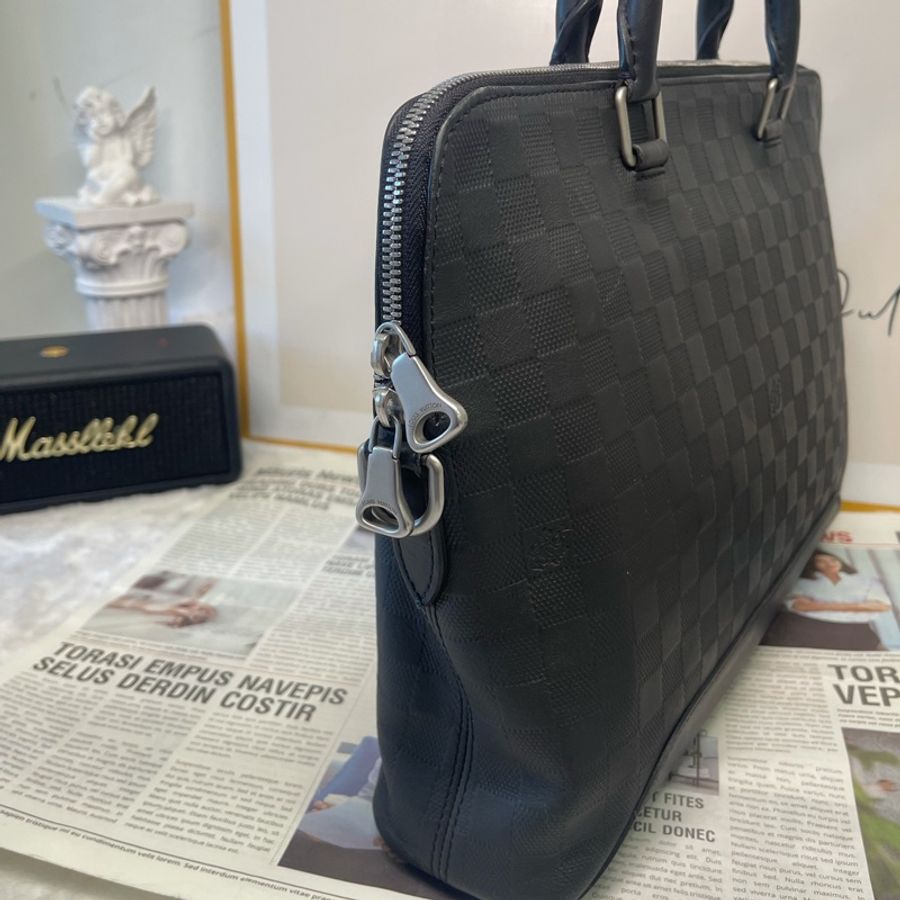 LouisVuitton路易威登 黑棋盤公文包 38cm 18年編碼 附件:肩帶-3