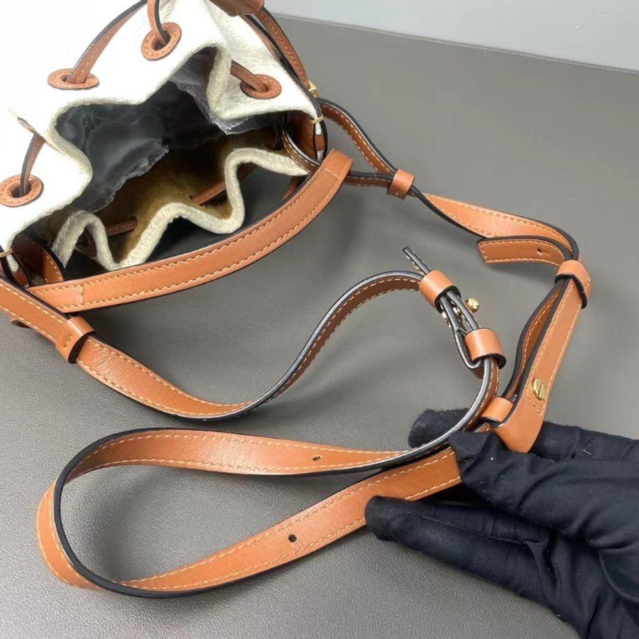 LOEWE Hammock 吊床包手提肩背斜背包米色拼棕色 14*19.5*10 98新肩帶 塵袋-1