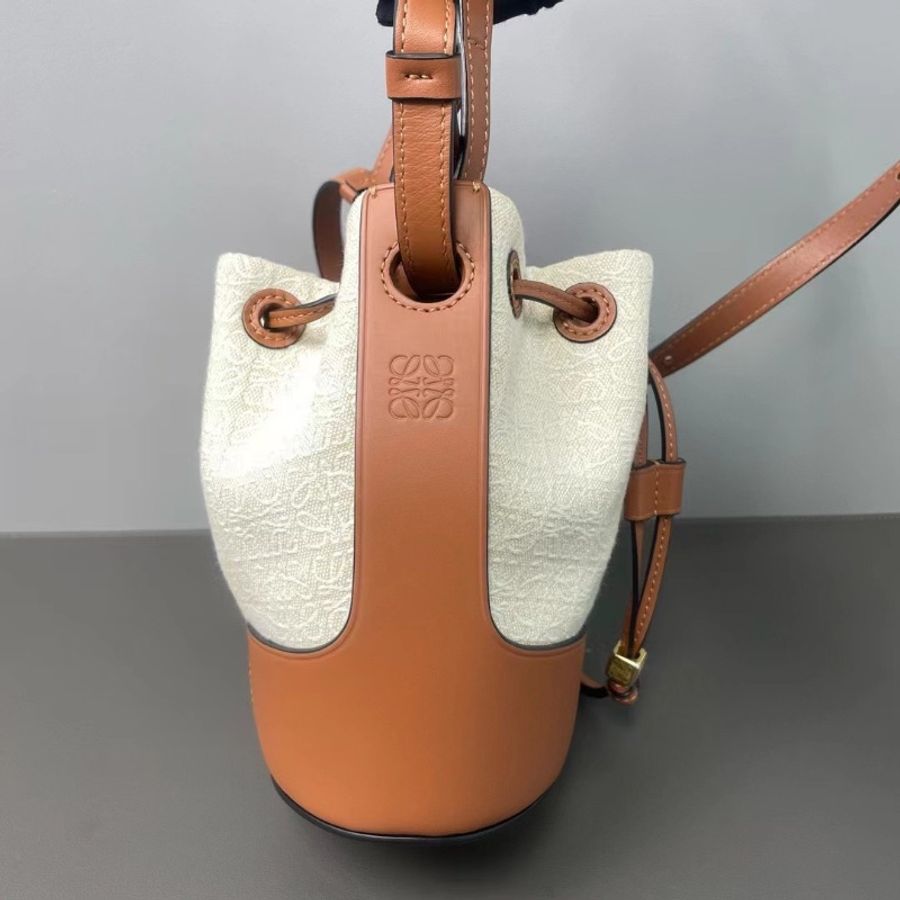 LOEWE Hammock 吊床包手提肩背斜背包米色拼棕色 14*19.5*10 98新肩帶 塵袋-6