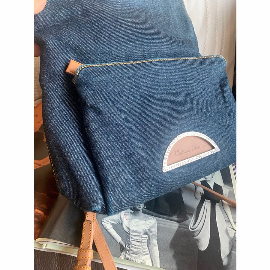 迪奧 背包 後背包 後背包 雙肩包 丹寧 中古 中古包背囊 牛仔 牛仔布 vintage dior malice pearl denim backpack-13