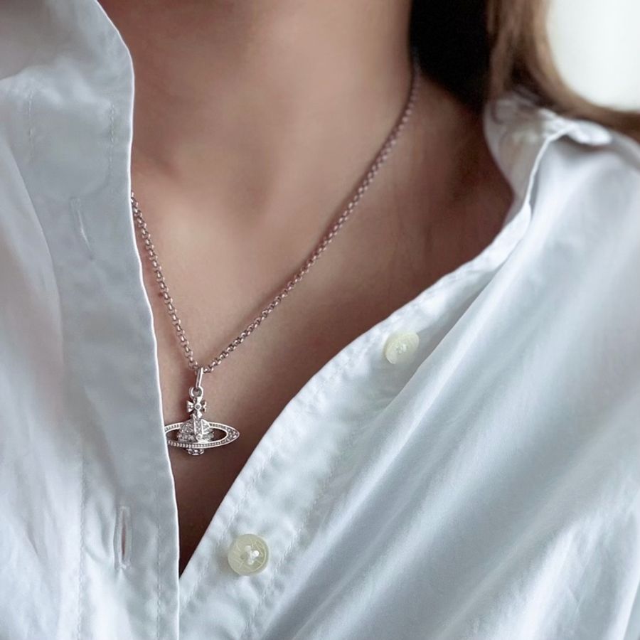 Vivienne Westwood🪐經典土星項鍊Mini Bas Relief Pendant Necklace-0