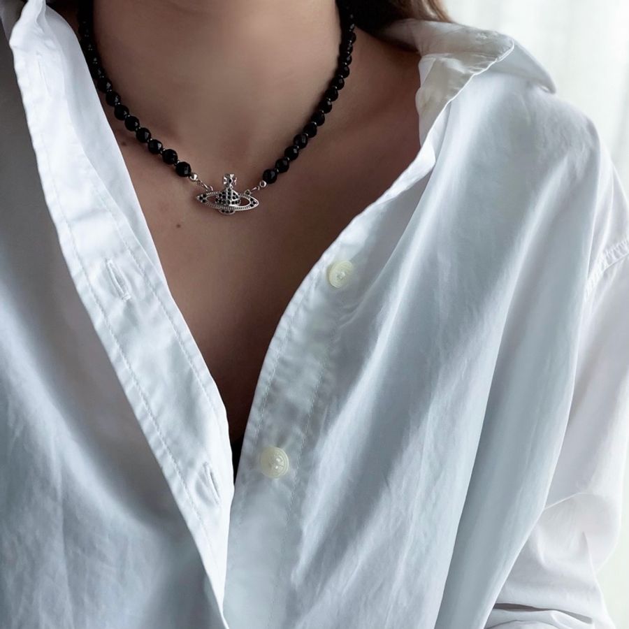 Vivienne Westwood🪐黑瑪瑙x經典土星 Messaline Choker-8