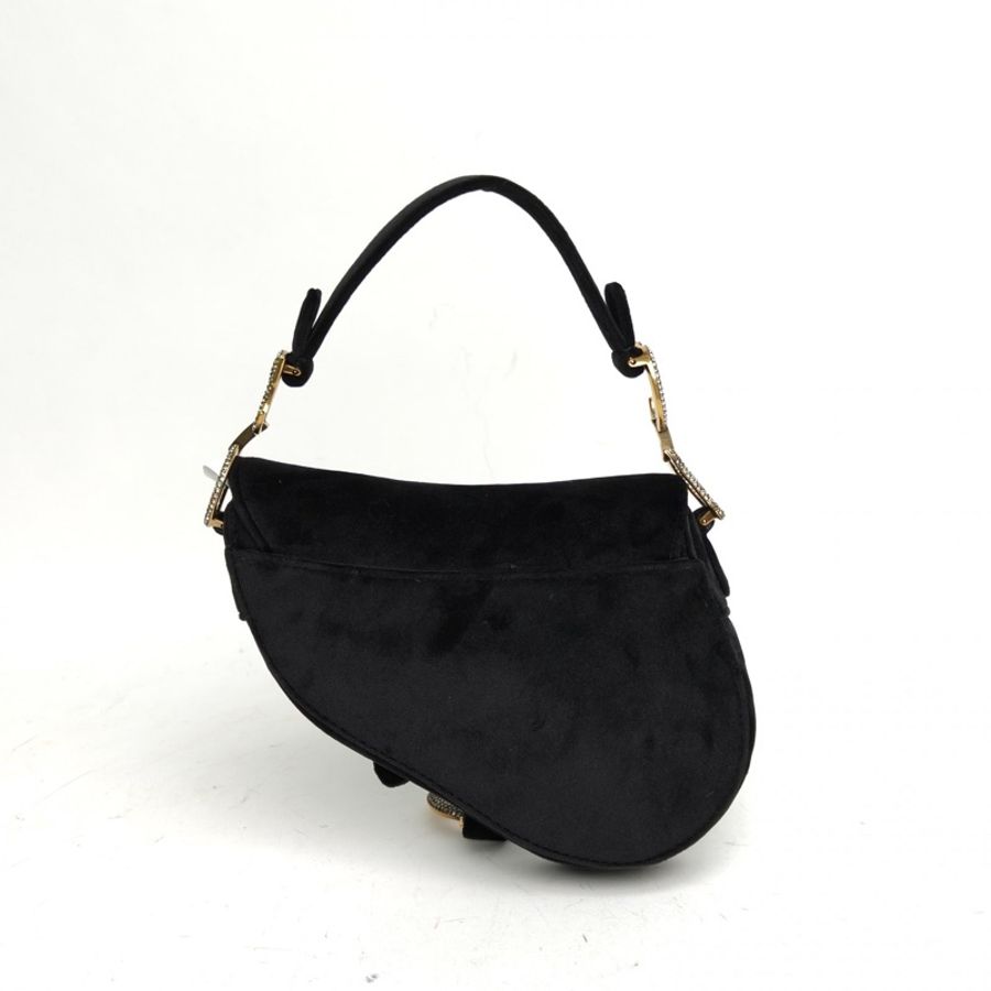 DIOR SADDLE馬鞍小號21無肩帶黑色絲絨鑽扣2019-2