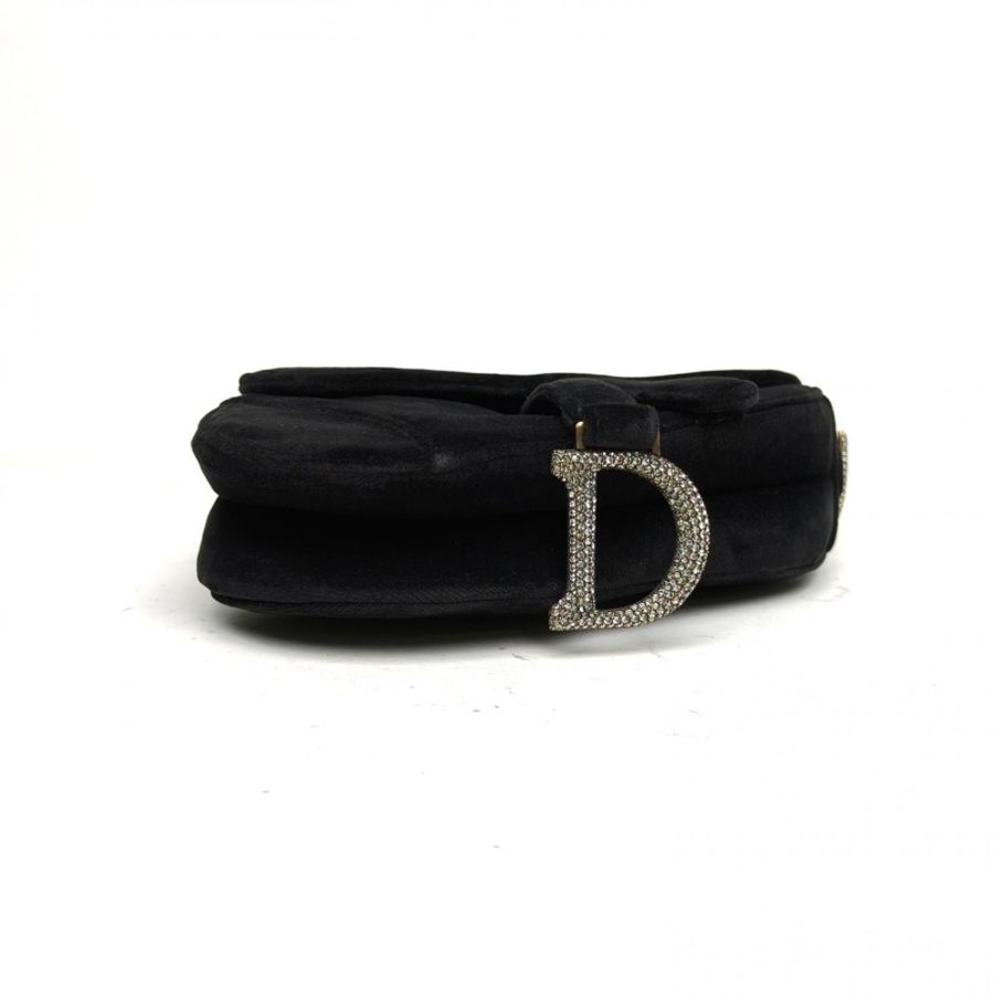 DIOR SADDLE馬鞍小號21無肩帶黑色絲絨鑽扣2019-3