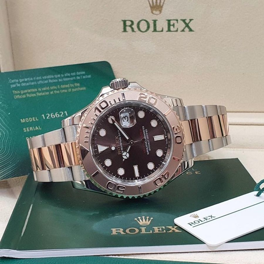 【大眾名錶】ROLEX 勞力士 126621 Yacht-Master 2021/05綠卡 永恆玫瑰金 巧克力面盤 錶徑40mm B1214-2