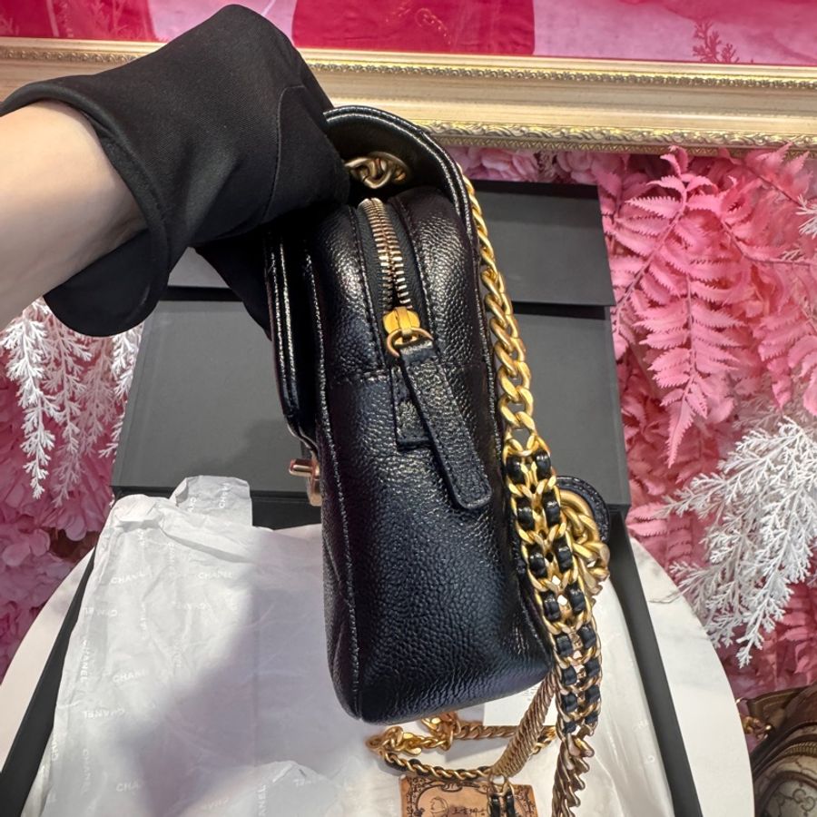 Chanel黑金後背包 荔枝皮/ado/王吉娜古董精品-4