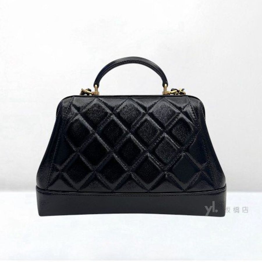 Y2000-Chanel 黑金油蠟羊皮金扣醫生包AS4959-4