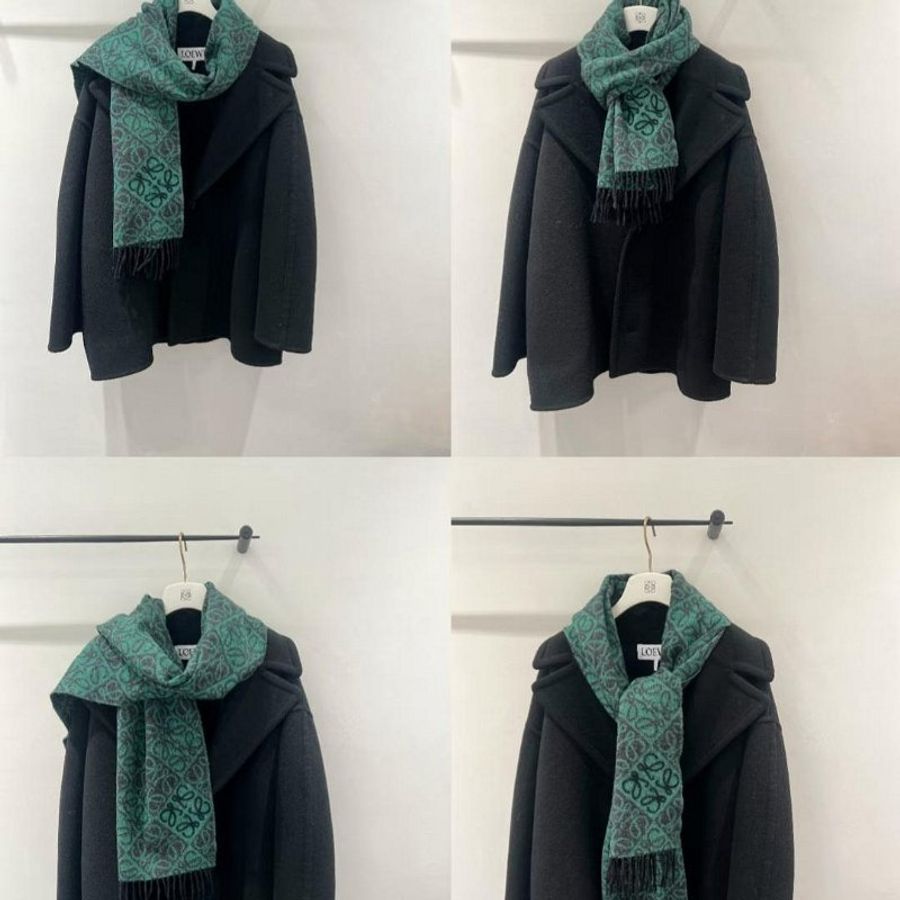 💎Han's house精品服飾💎LOEWE 滿版 羊毛 圍巾 180x38CM-3