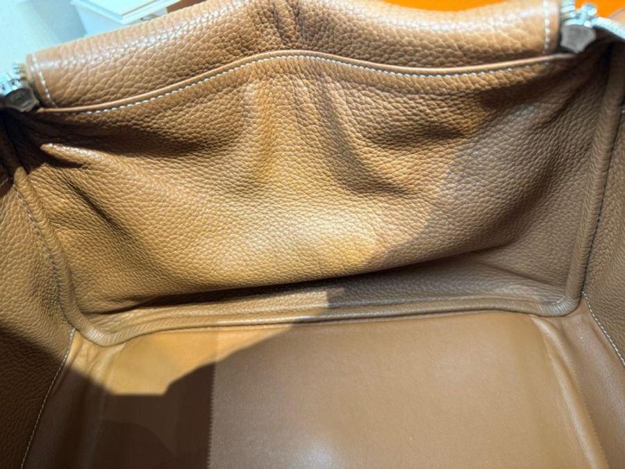 Hermes 愛馬仕 Lindy34 框P刻 金棕 銀扣 Clemence牛皮 無明顯瑕疵 甜甜價-12
