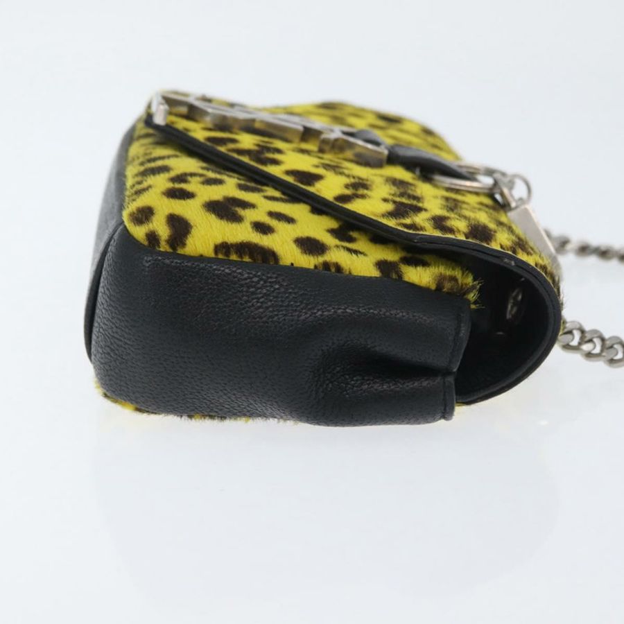 【日本直送】SAINT LAURENT Cassandra 鏈條包 Harako 皮革 黃色 銀色 正品 YKZ569A-2