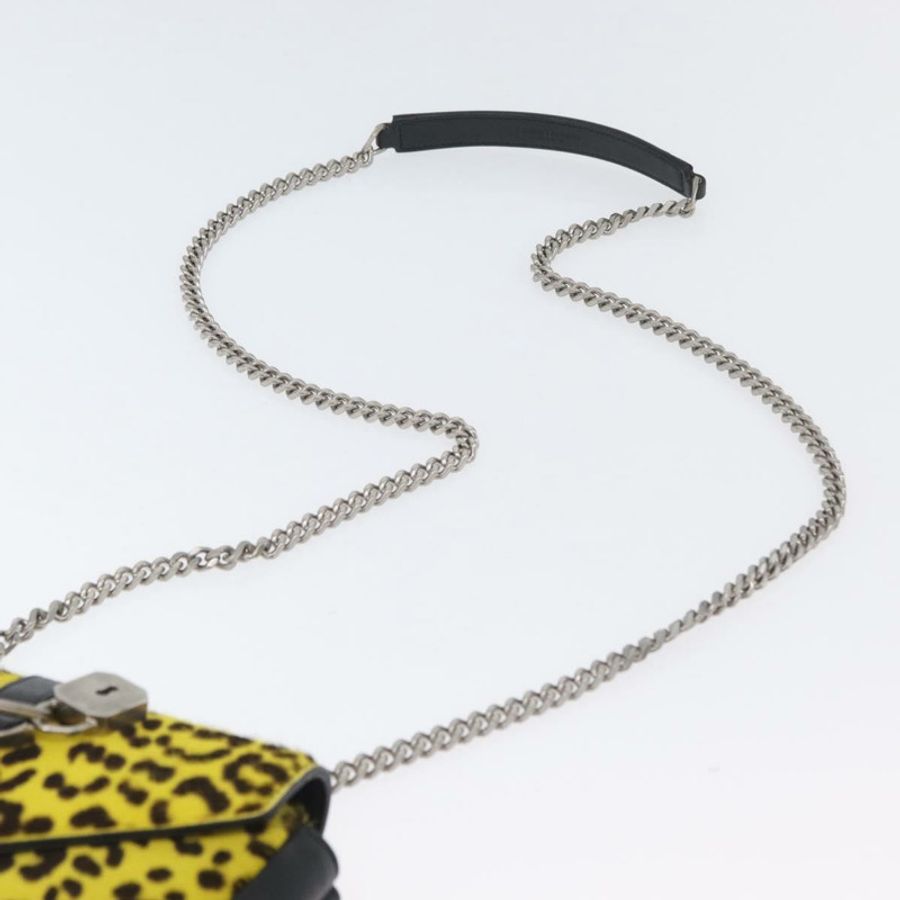 【日本直送】SAINT LAURENT Cassandra 鏈條包 Harako 皮革 黃色 銀色 正品 YKZ569A-13