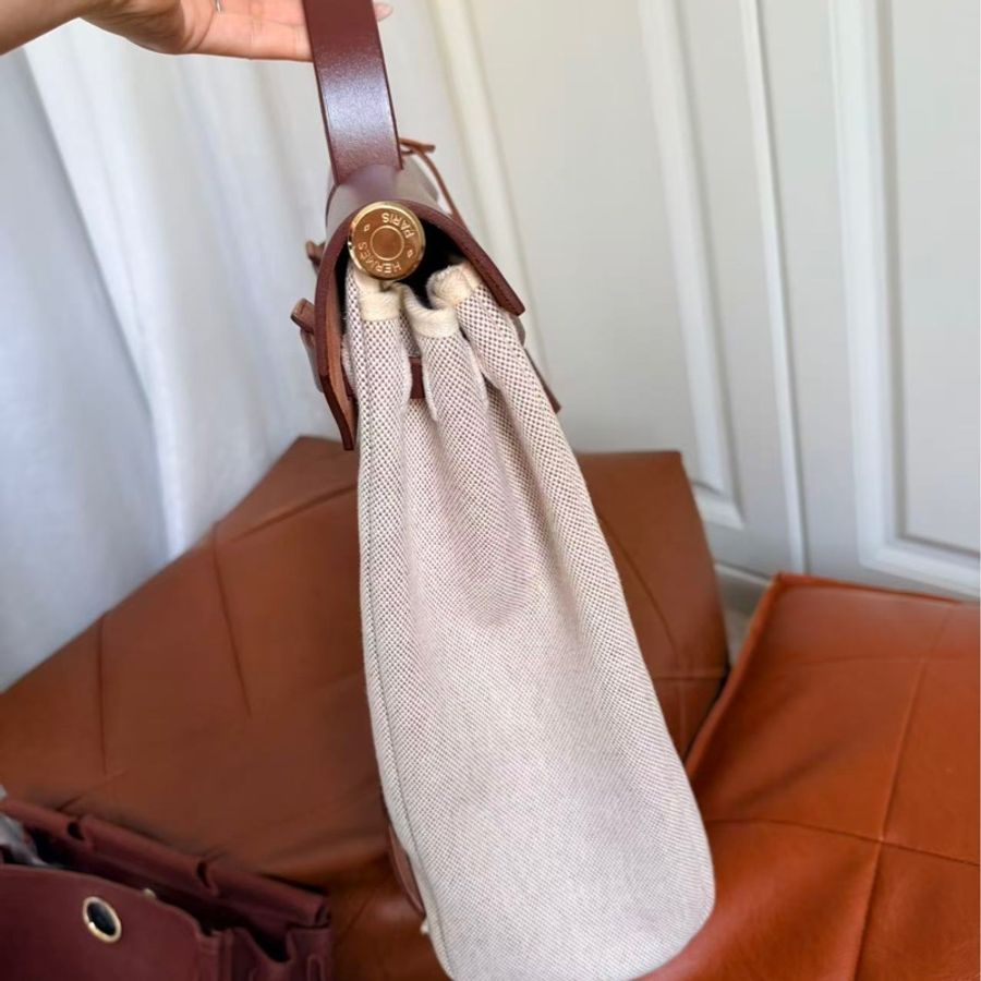 Hermes Vintage Herbag 紅棕肩背包/雙肩-9