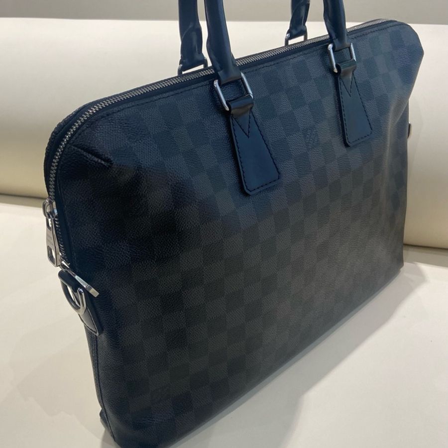 LouisVuitton 路易威登 灰棋盤格公文包,缺肩帶 🈚附件-0