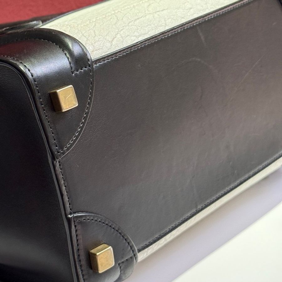 賽琳/Celine 牛皮 長 26 x 寬 13 x 高 27 cm 黑白笑臉包 100%小牛皮100%小羊皮襯里-9