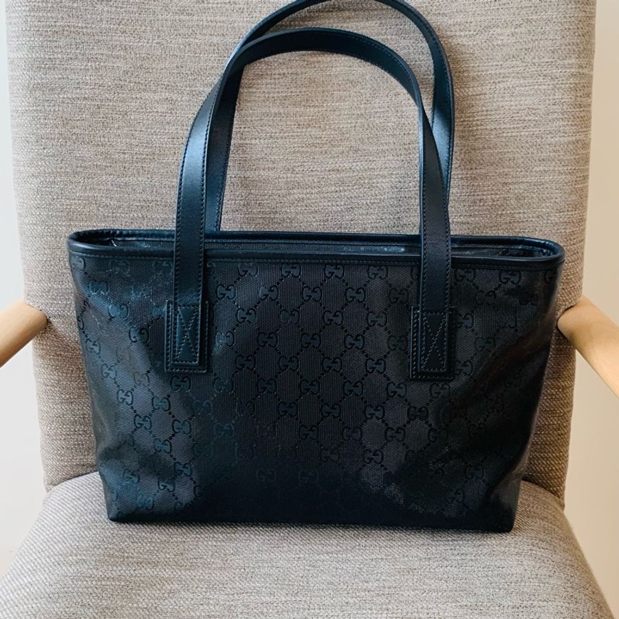 Gucci GG Imprime 托特包 亮面Logo壓紋黑色-6