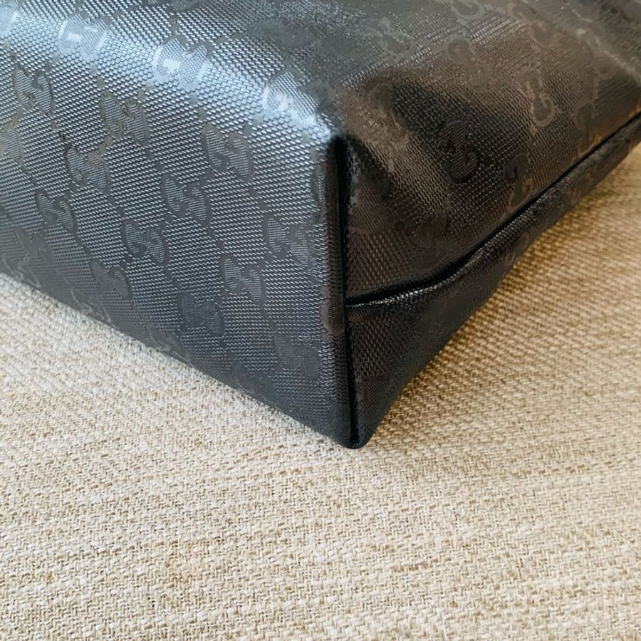 Gucci GG Imprime 托特包 亮面Logo壓紋黑色-8