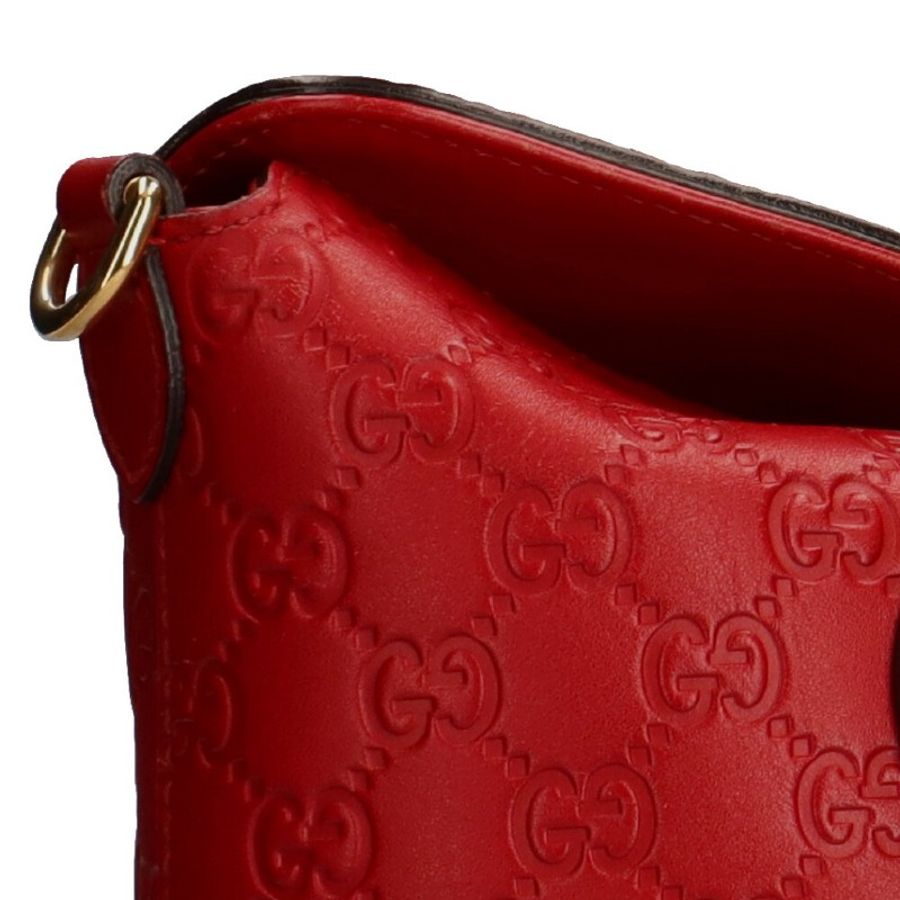 斷捨離急售!GUCCI 紅色 GUCCISSIMA皮革GG logo壓紋2WAY側包 (guccissima 428226)-2