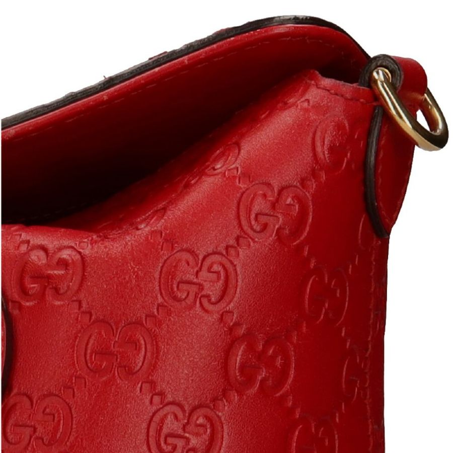 斷捨離急售!GUCCI 紅色 GUCCISSIMA皮革GG logo壓紋2WAY側包 (guccissima 428226)-3