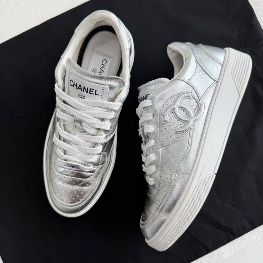 CHANEL香奈兒 空軍一號 雙C大logo 鐳射銀配色 38碼-7