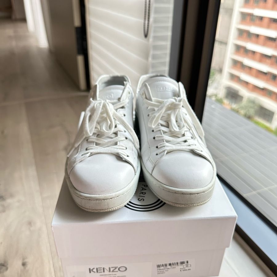 Kenzo 牛皮 小白鞋-0