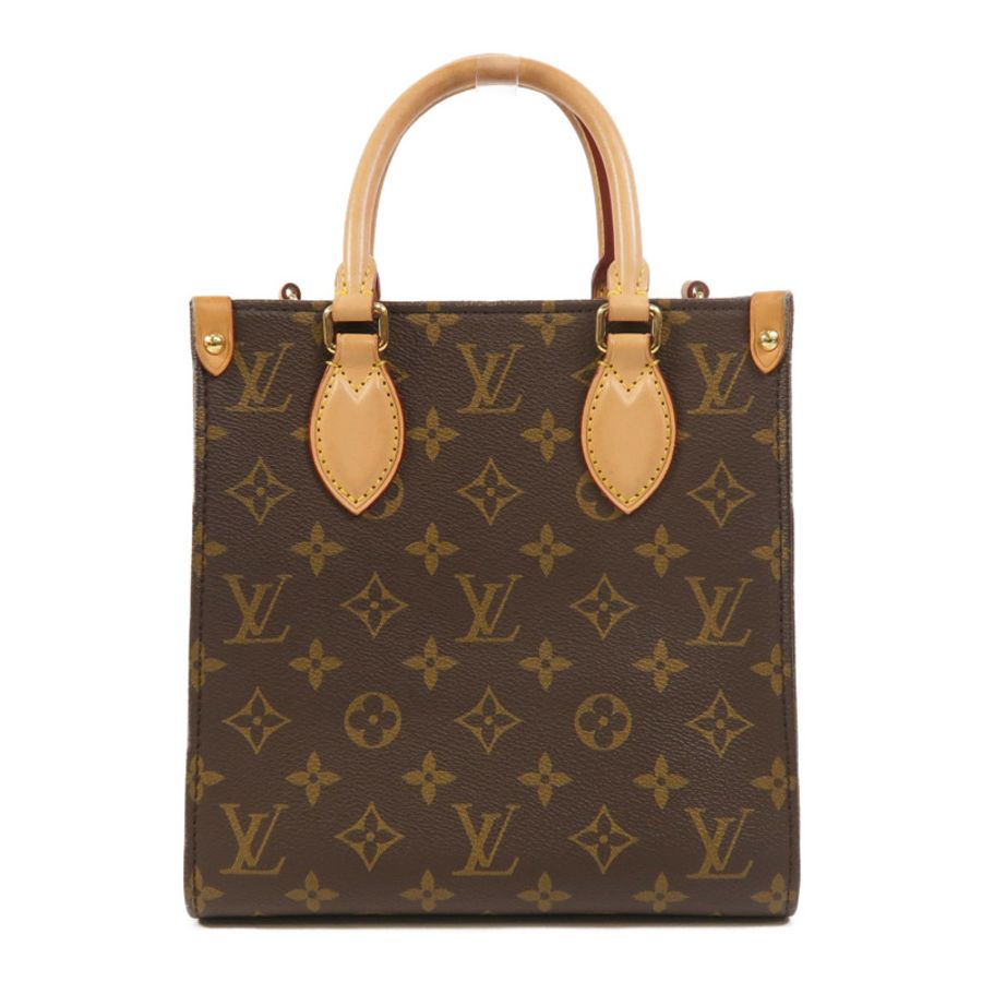 LOUIS VUITTON Monogram Sac Plat BB金扣手挽肩背兩用袋棕色-1
