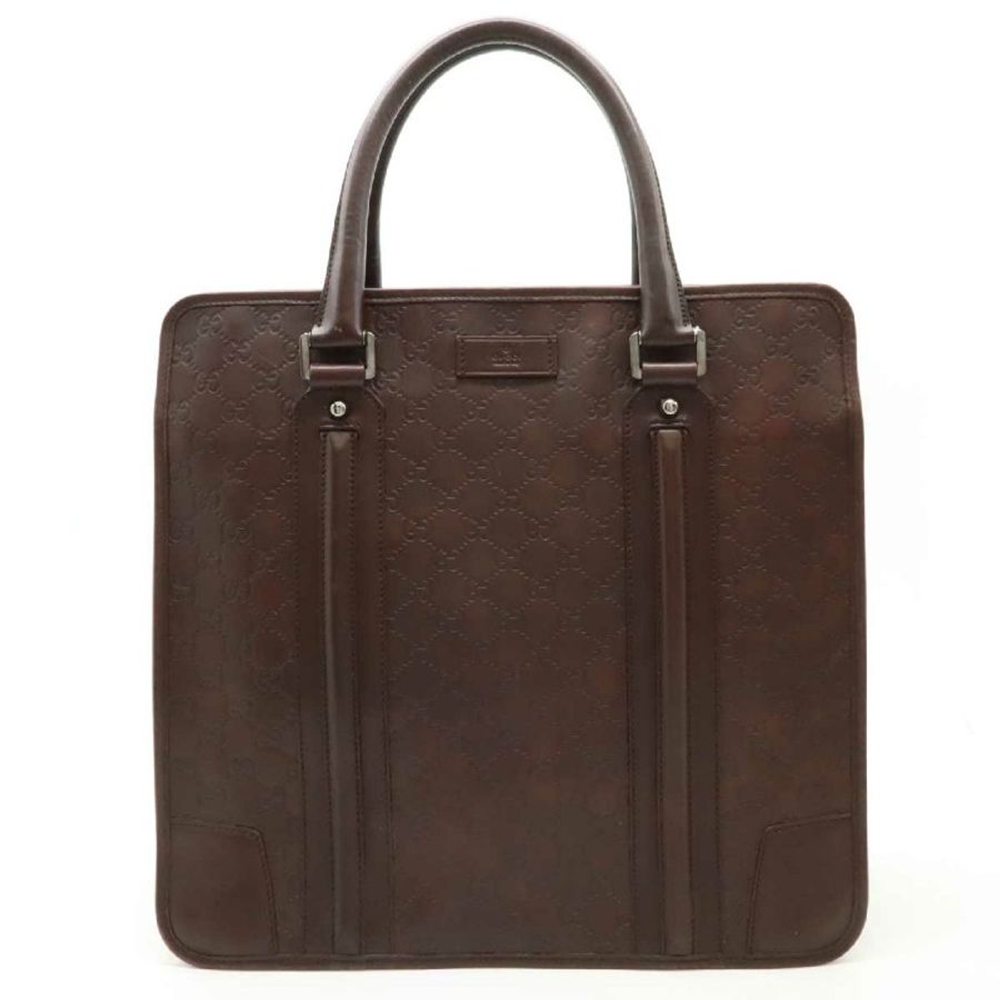 GUCCI 咖啡色 GUCCISSIMA皮革GG logo壓紋手提旅行袋 (guccissima 145842)-6