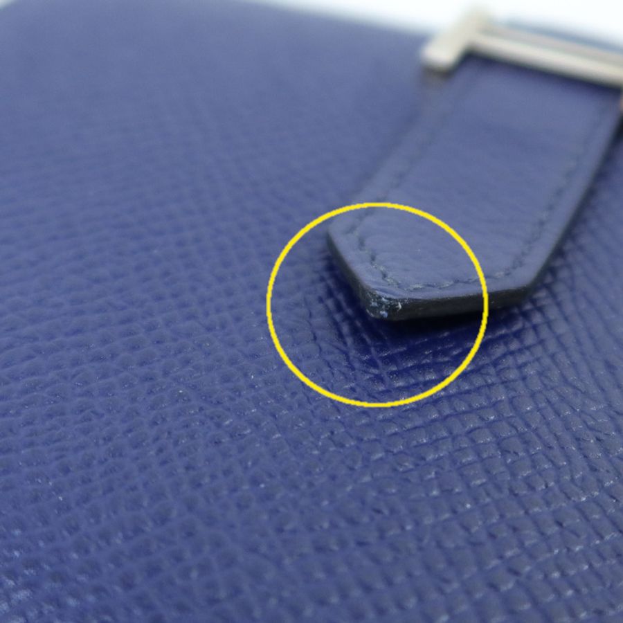 HERMES Epsom皮革Bearn Compact Wallet銀扣錢包Blue Encre-20