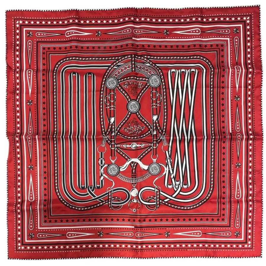 HERMES 愛馬仕 GRAND TRALALA BANDANA 55 絲巾 絲綢 紅色-1