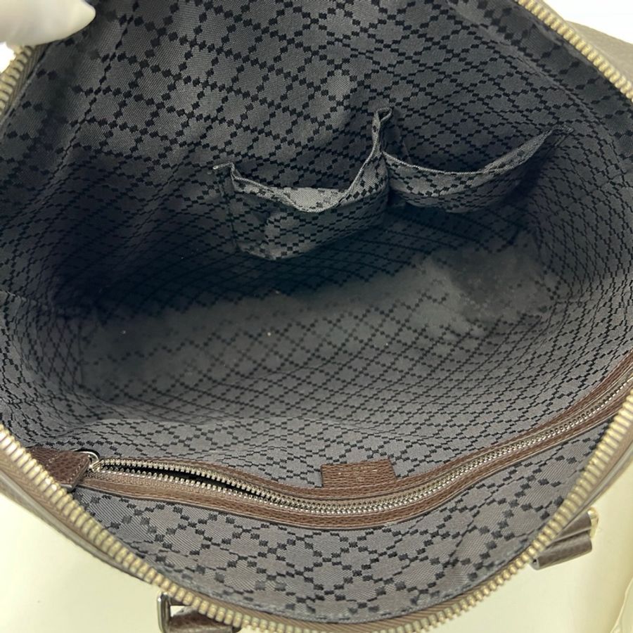 Gucci古馳 黑咖色全皮公文包 尺寸36/28 附件:塵袋 肩帶-7