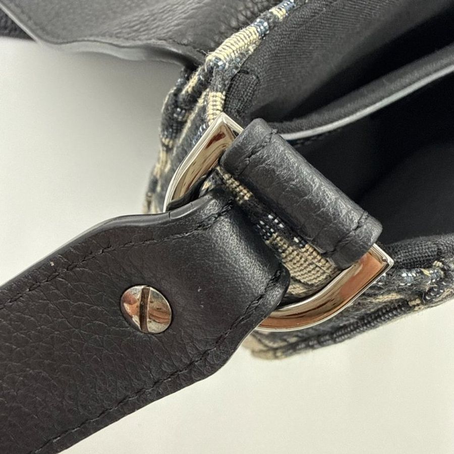 DIOR - 米色緹花黑色牛皮Saddle Oblique馬鞍包-21